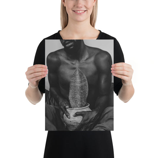 A Whale Fin's Cradle Poster (Black & White)