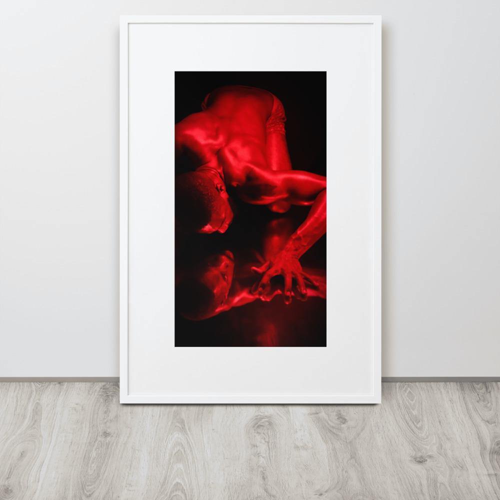 Introspection Red Matte Paper Framed Poster With Mat - Innovign Art