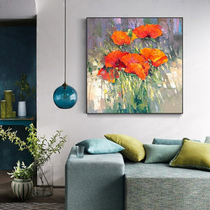 Divide - Abstract Textured Flower Oil Painting On Canvas