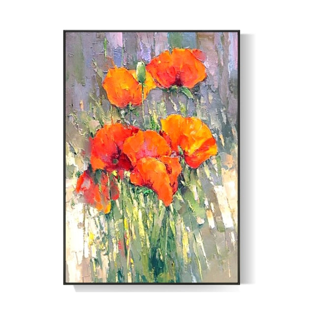 Divide - Abstract Textured Flower Oil Painting On Canvas