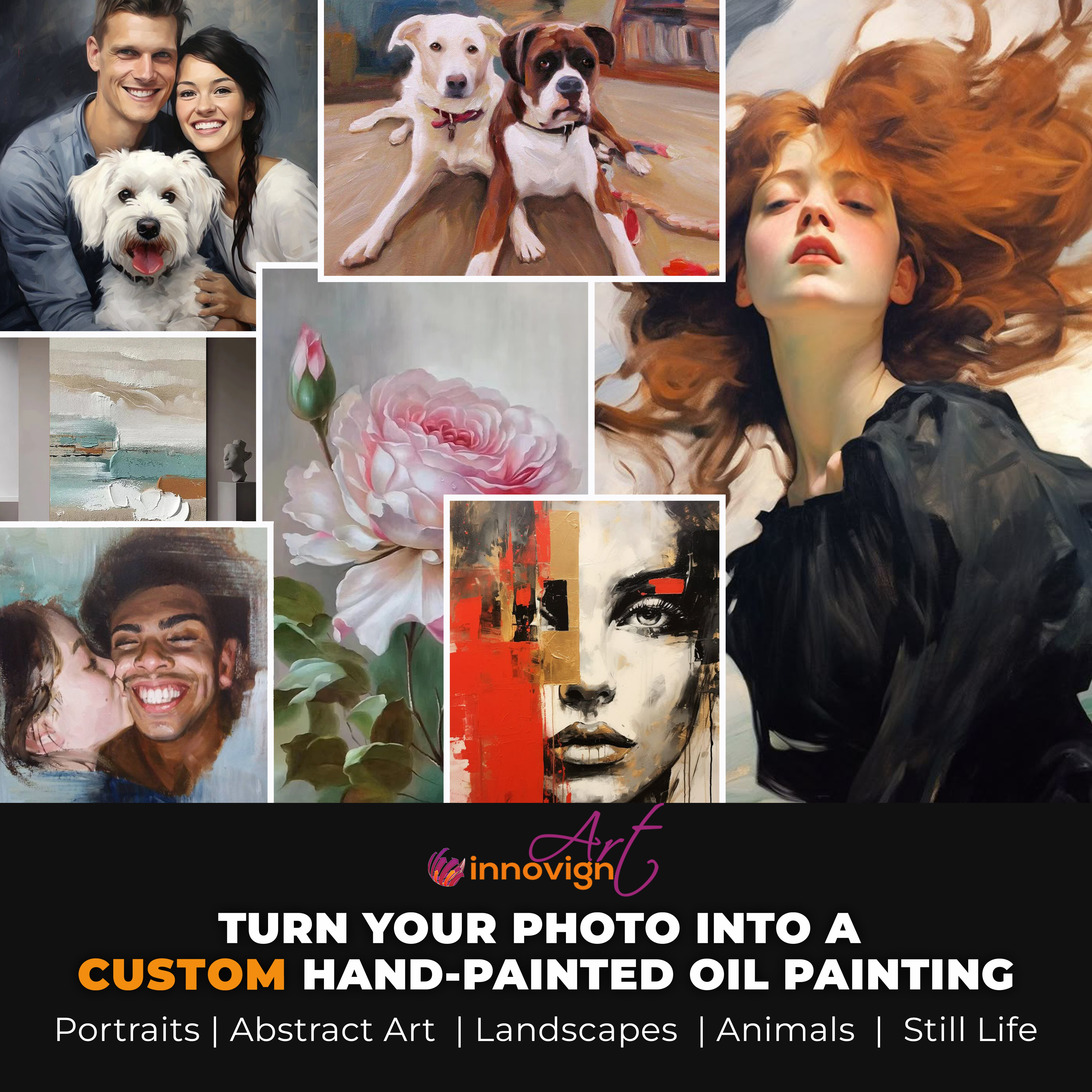 Custom Hand-Painted Oil Painting – Portraits, Abstract Art, Landscapes, Animals, Modern Wall Art for Room Décor