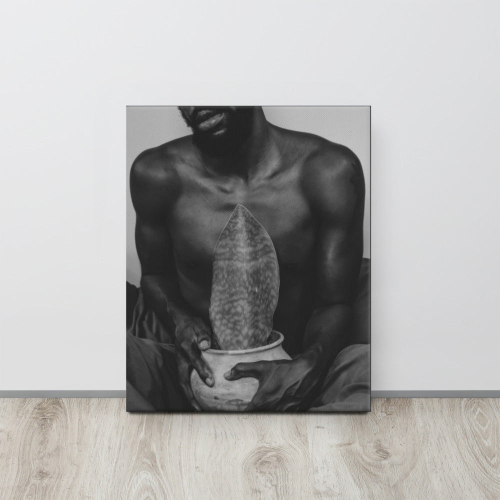 A Whale Fin's Cradle Canvas Print (Black & White)