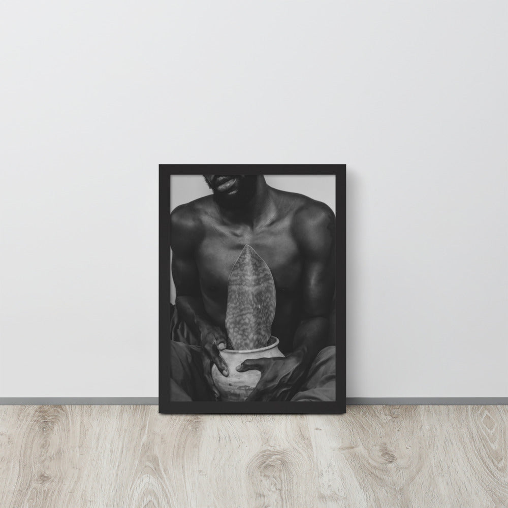 A Whale Fin's Cradle Framed poster (Black & White)