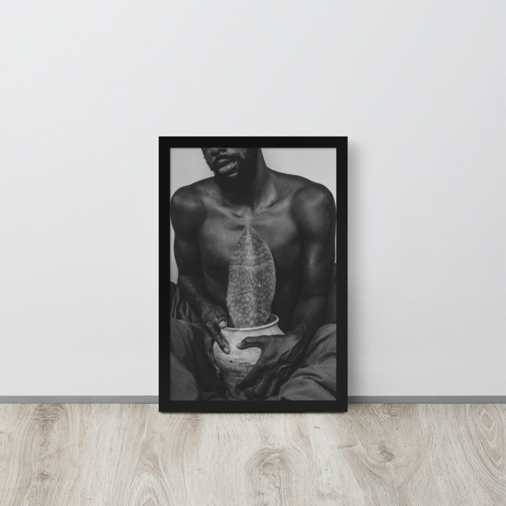 A Whale Fin's Cradle Framed poster (Black & White)