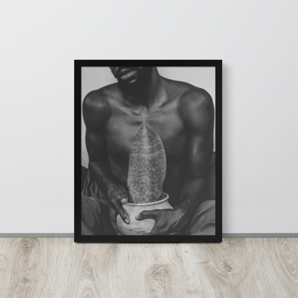 A Whale Fin's Cradle Framed poster (Black & White)