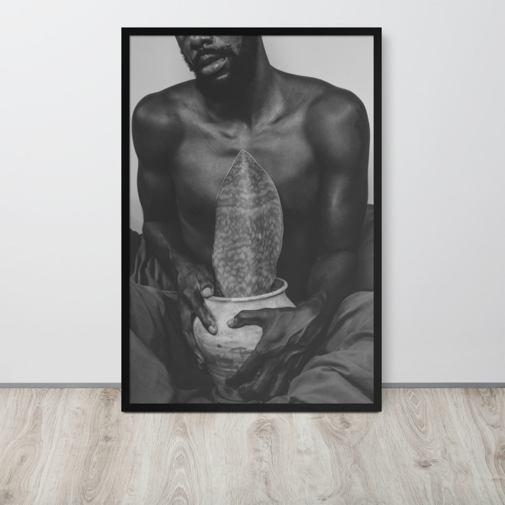 A Whale Fin's Cradle Framed poster (Black & White)