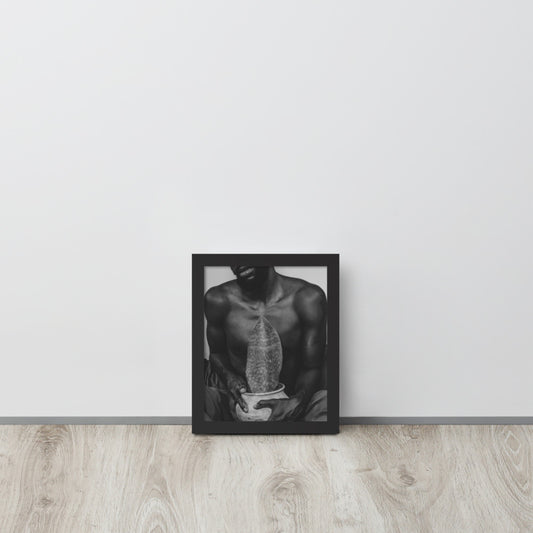 A Whale Fin's Cradle Framed poster (Black & White)