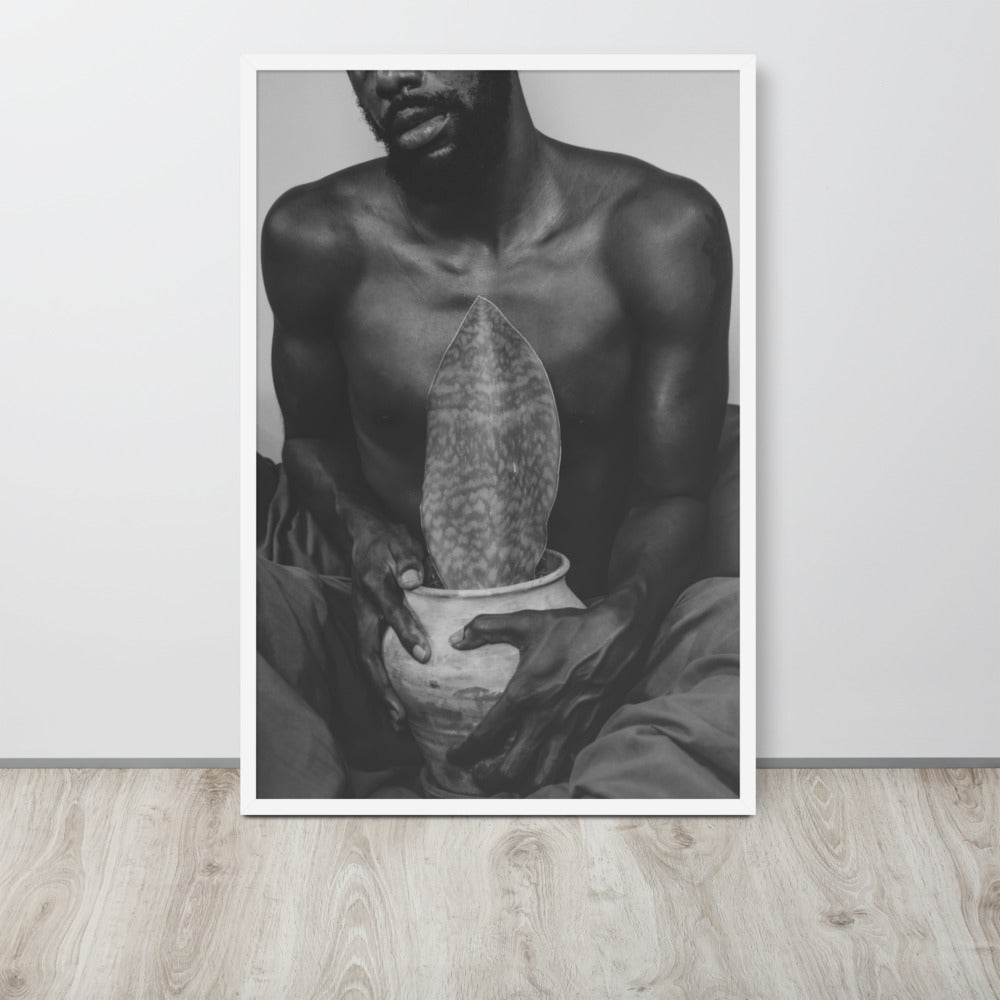 A Whale Fin's Cradle Framed poster (Black & White)