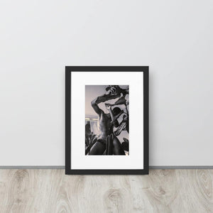 The Fiddler (Black & White) Matte Paper Framed Poster With Mat - Innovign Art