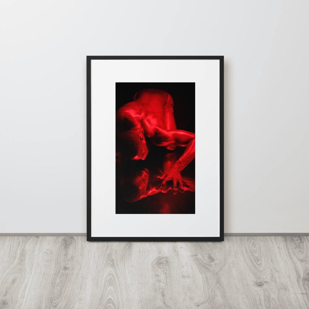 Introspection Red Matte Paper Framed Poster With Mat - Innovign Art