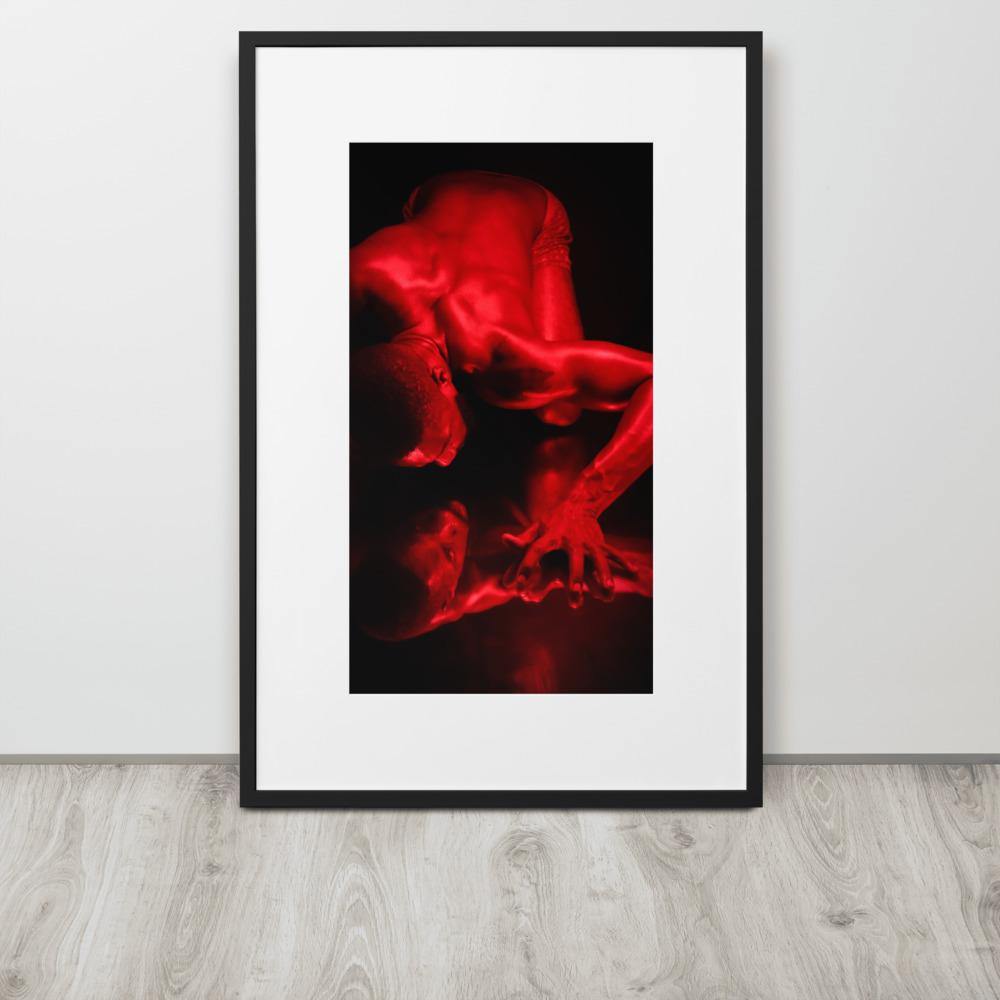 Introspection Red Matte Paper Framed Poster With Mat - Innovign Art