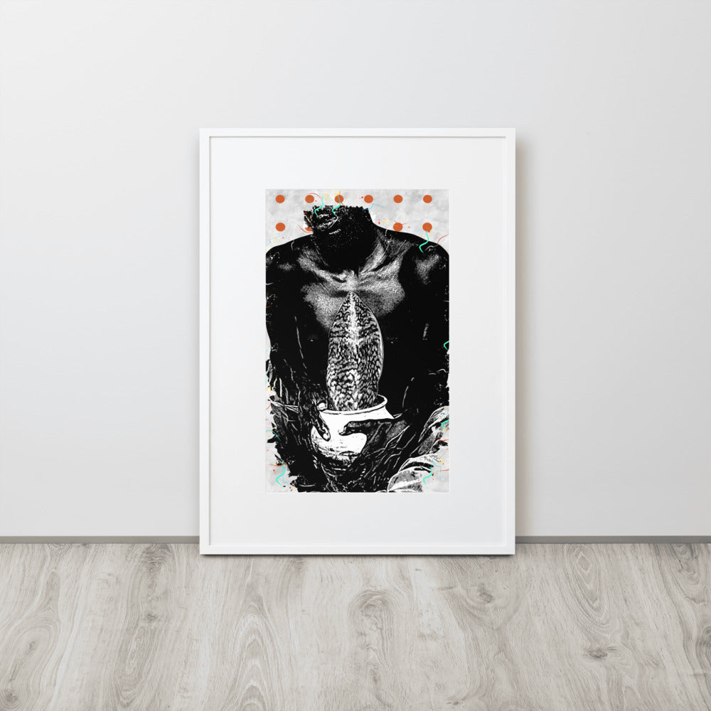 A Whale Fin's Cradle Pop Matte Paper Framed Poster With Mat