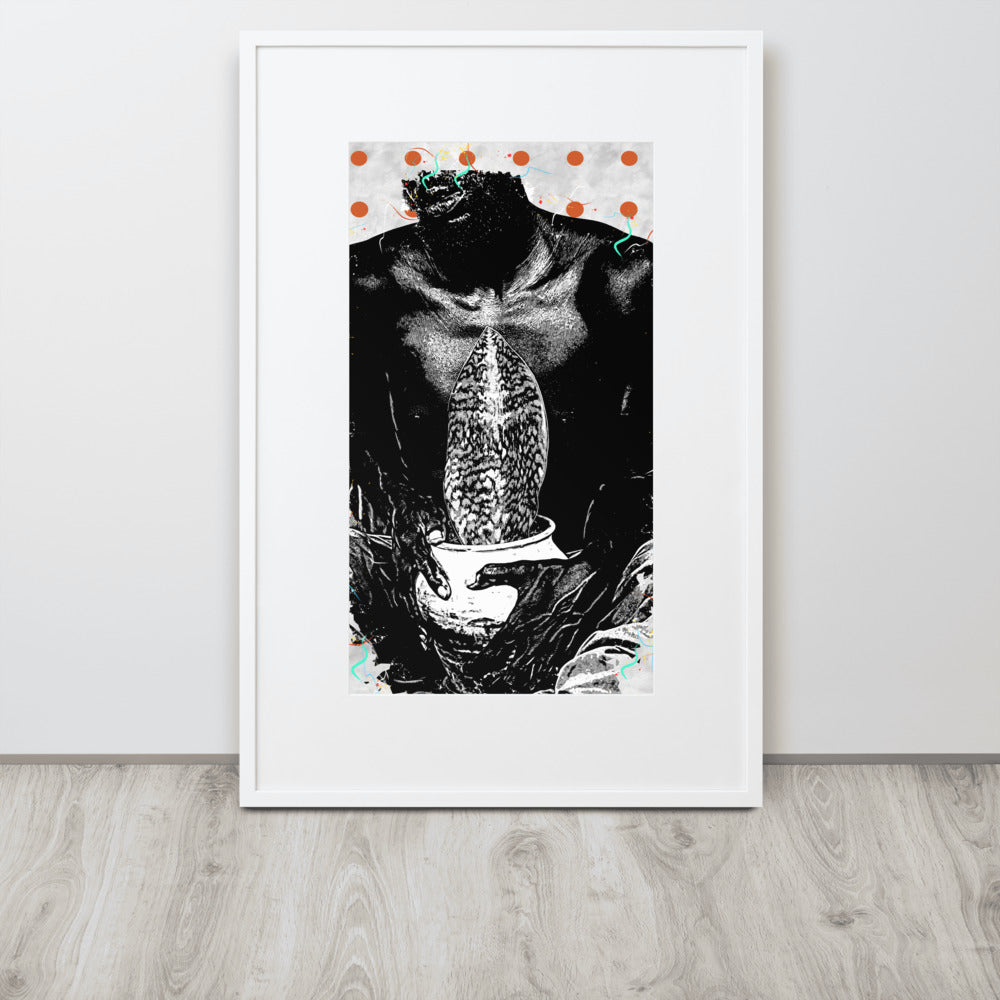 A Whale Fin's Cradle Pop Matte Paper Framed Poster With Mat