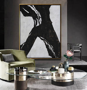 Black and white Abstract Oil Painting On Canvas