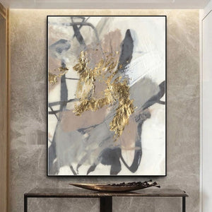 Gold Foil Hand Painted - Abstract Oil Painting On Canvas