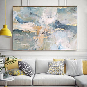 Modern Abstract Gold Leaf Oil Painting On Canvas