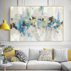 Modern Abstract Gold Leaf Oil Painting On Canvas