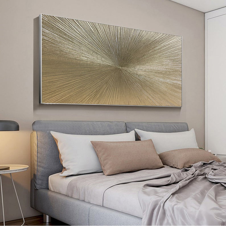 Oversized Gold Leaf Textured Painting on Canvas