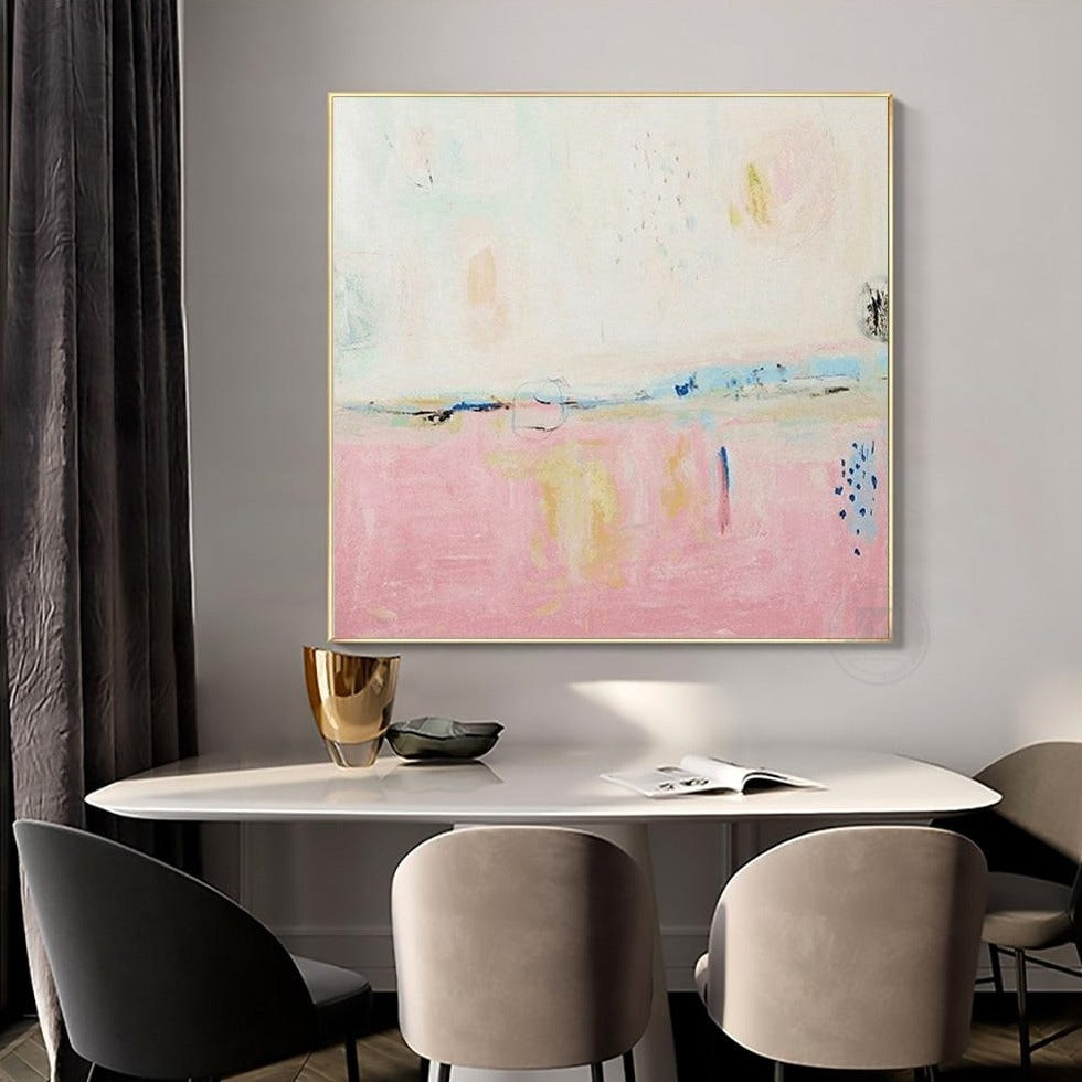 Large Modern Abstract Pink Hand-painted Oil Canvas Painting