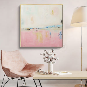 Large Modern Abstract Pink Hand-painted Oil Canvas Painting