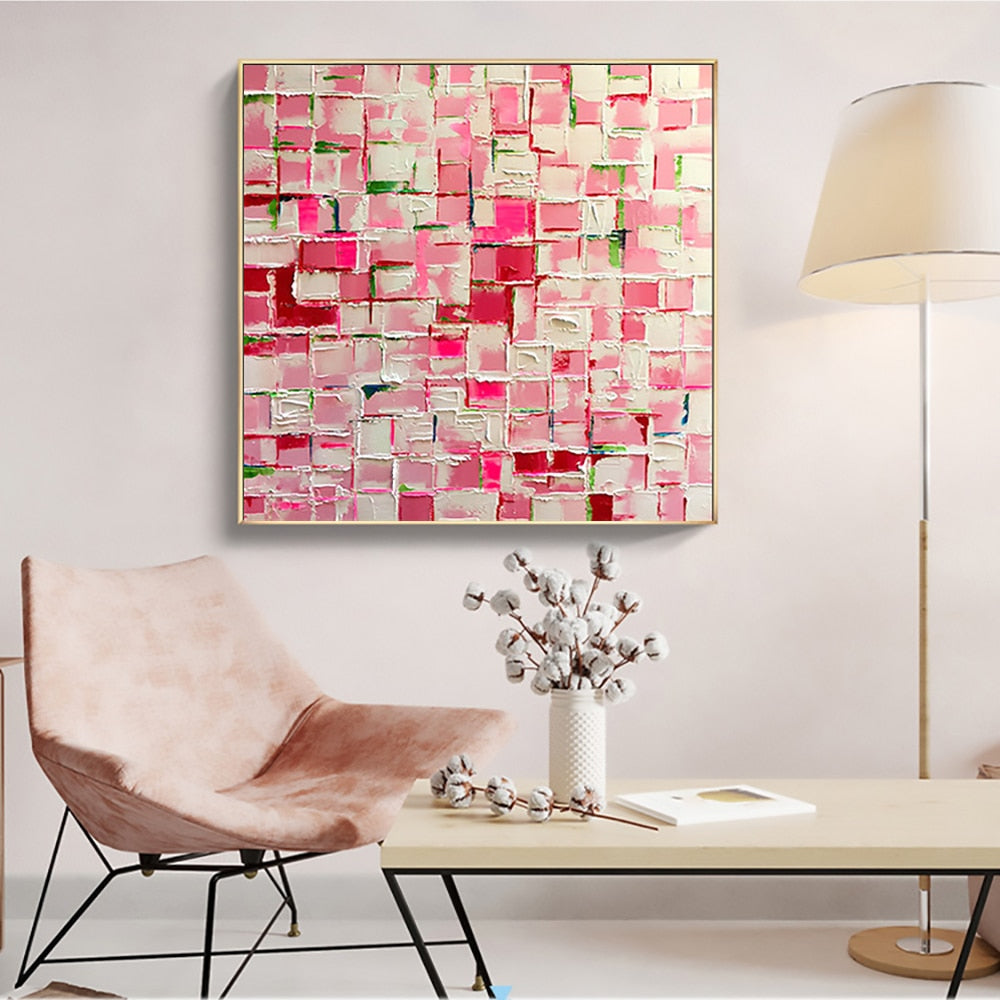 Pink & White Oil paint on Canvas - Handmade | Innovign Art Shop