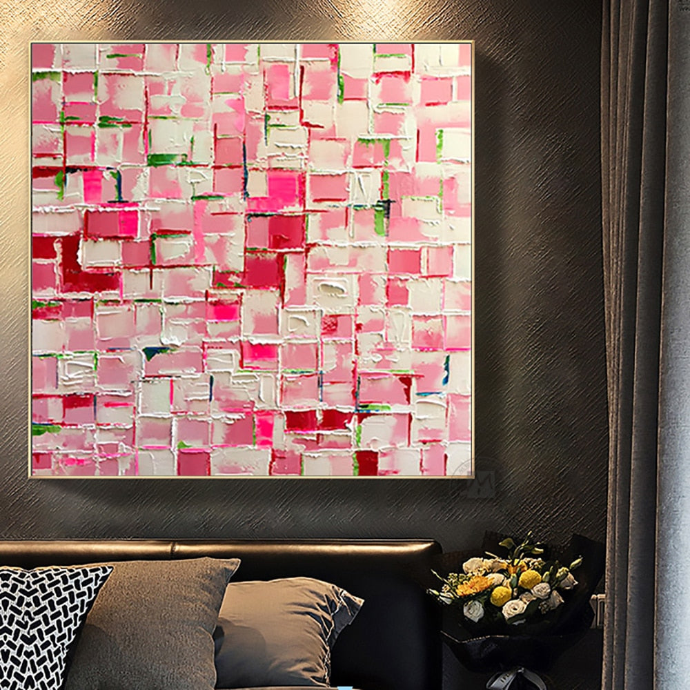 Pink & White Oil paint on Canvas - Handmade | Innovign Art Shop