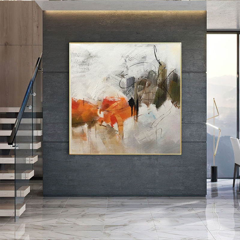 Orange Modern Painting on Canvas - Hand-painted | Innovign Art Shop