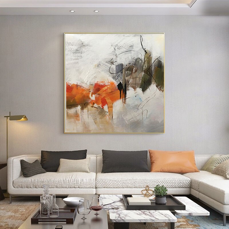 Orange Modern Painting on Canvas - Hand-painted | Innovign Art Shop