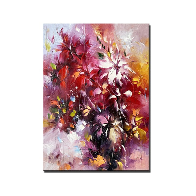 Internal Divide - Abstract Rose Flower Oil Painting on Canvas