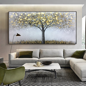 Ancient Judgment - Abstract Gold Tree Oil Painting On Canvas