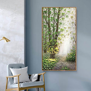 Birch Tree Landscape - Textured Oil Painting On Canvas