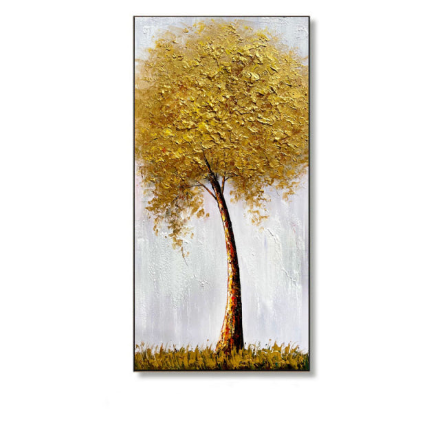 Ancient Judgment - Abstract Gold Tree Oil Painting On Canvas