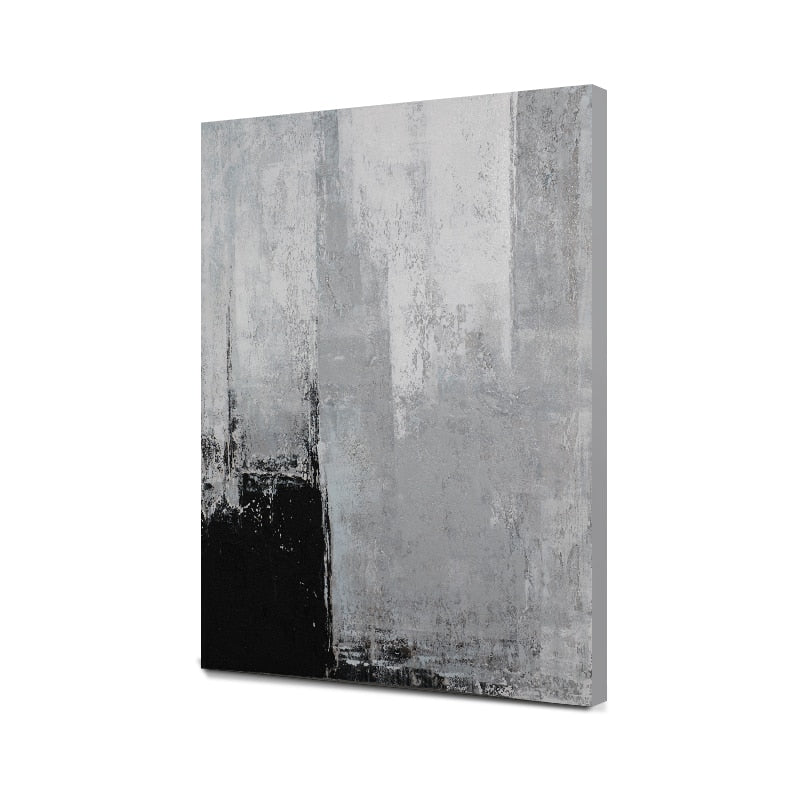 Minimalist Gray Abstract Landscape Oil painting on Canvas
