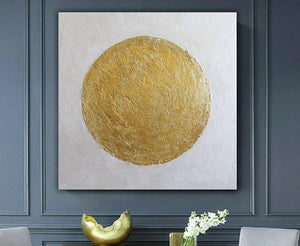 Oversize Abstract Gold Leaf Textured Oil Painting on Canvas