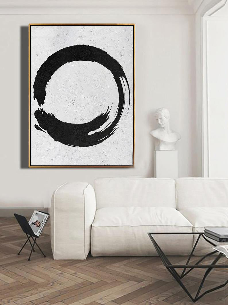 Black White Geometric Modern Oil Painting On Canvas