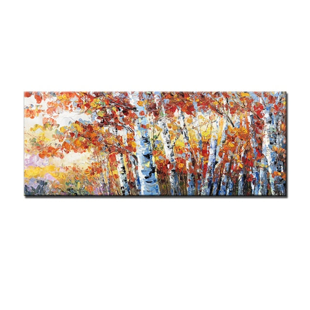 The Silent Fountain - Birch Forest Abstract Oil Painting on Canvas