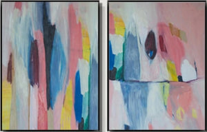 Exhilarated Misery - 2 Panel Abstract Oil Painting on Canvas