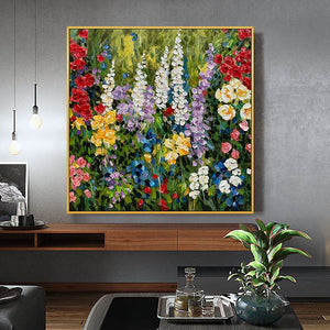 Scandalous Dust - Textured Abstract Flowers Oil Painting on Canvas