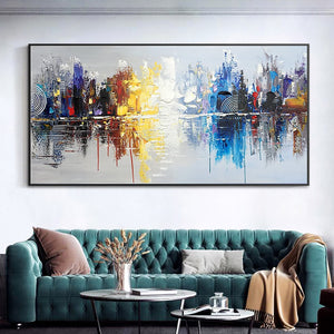 Answers of Culture - Abstract Cityscape Oil Painting On Canvas